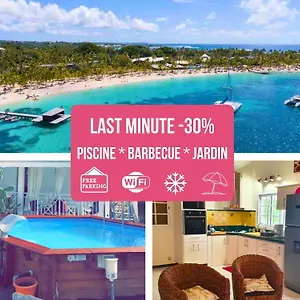 Le Sable Bleu - Evasion Tropicale A Sainte-anne - 5min - Piscine - Parking - Climatise - Vue Sur Les Palmiers - Parfait Pour Sejours En Famille Ou Entre Amis Sainte-Anne (Grande-Terre)
